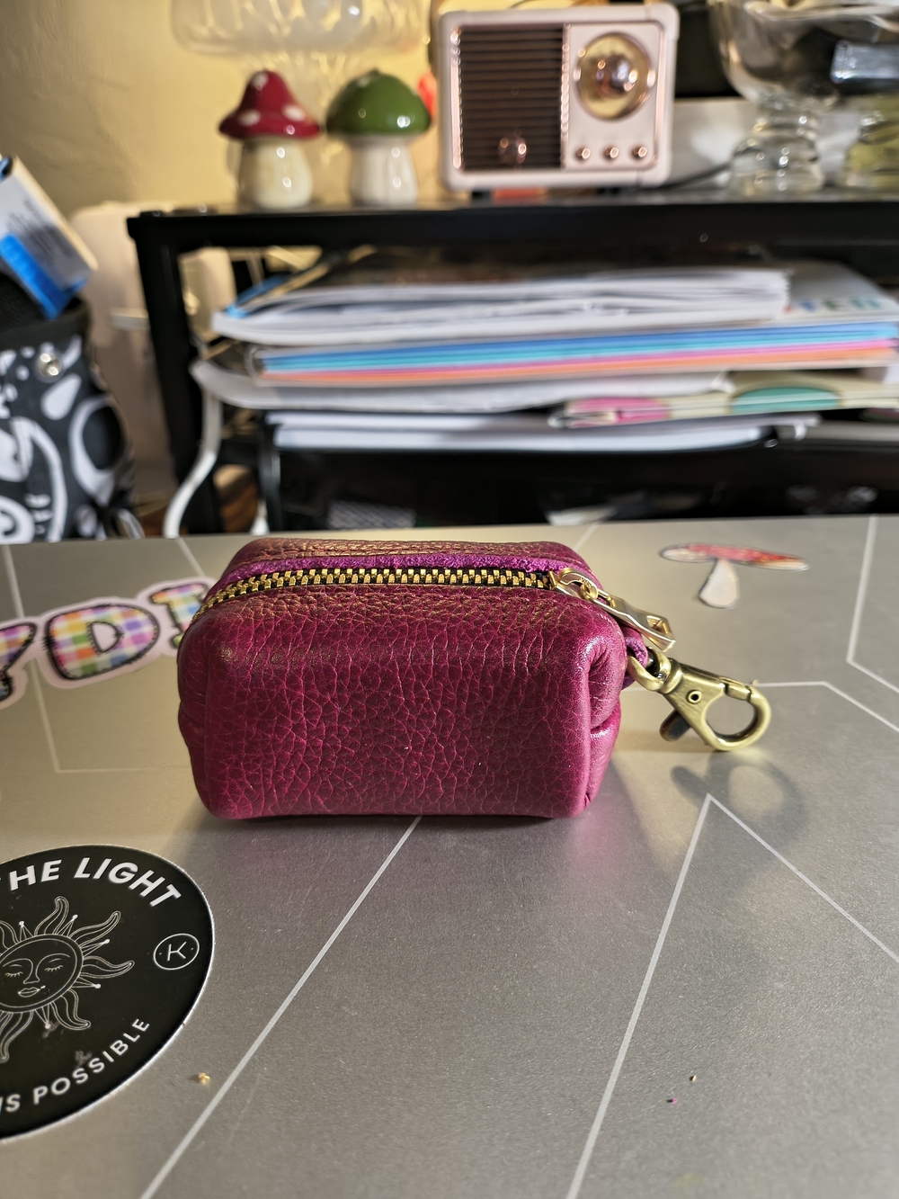 Portland Leather Orchid Dopp Mini Pouch with Gold Hardware